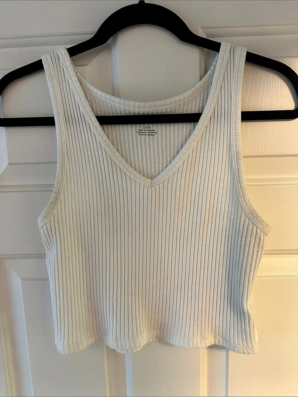 American Eagle Ribbed Tank Top in White Size Large